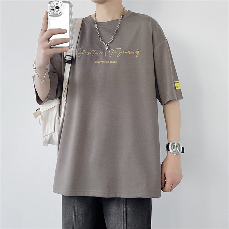 冰氧仿短袖港风白墙夏季T恤休闲百搭字母印花男上衣TC3152-P22,男装T恤,星座717