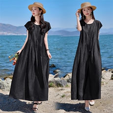 法式连衣裙2025夏季新款高级感漂亮气质大码宽松显瘦海边度假长裙，女装连衣裙，魅衣本色