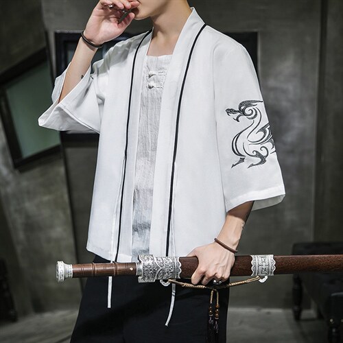 夏装新款龙腾刺绣汉服开衫衫白色A032/2201-2208/50图片