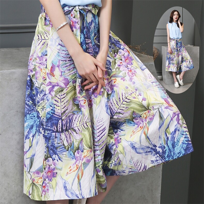 韩版休闲时尚修身显瘦2021夏季圆领无袖印花两件套,女装套装/套裙,奕阳依阁