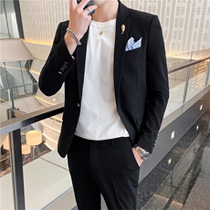 休闲小西装男外套韩版潮修身帅气西服套装发型师英伦风高档两件套，男装西服套装，星座505-2（原电商A260-1)