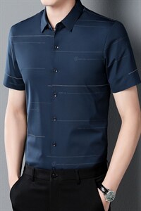 夏季衬衫男短袖韩版潮流帅气商务休闲百搭男士衬衫修身衬衣图片