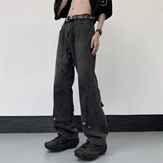 美式高街水洗牛仔裤复古立体裁剪牛仔裤潮男直筒N01476-P53，男装牛仔裤，星座308B-1