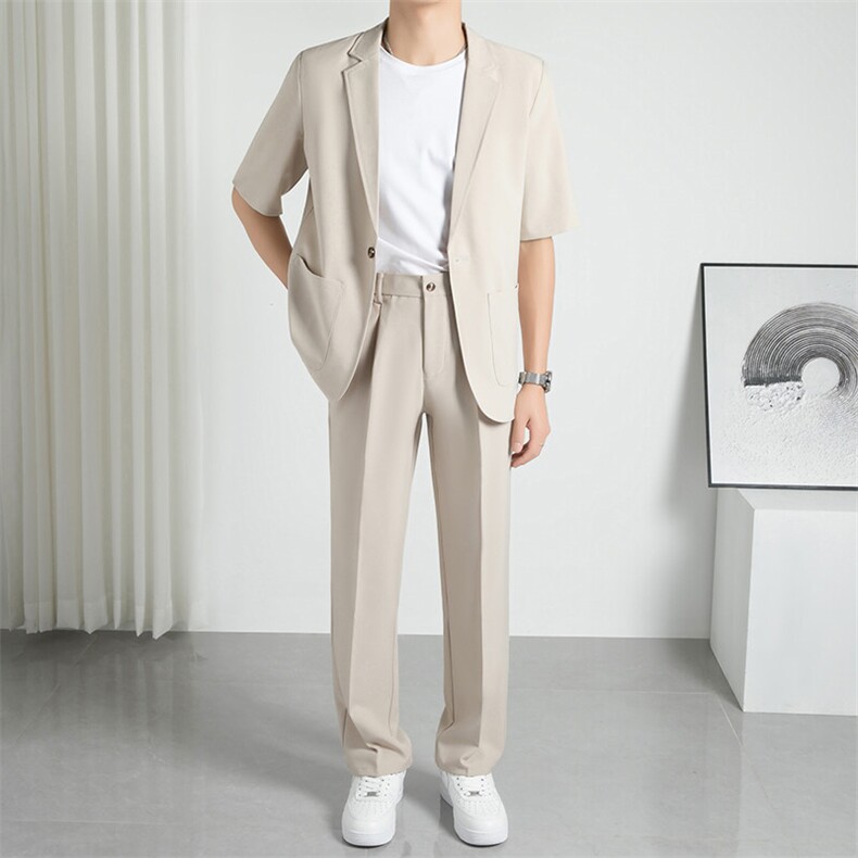 TW053-P95夏季时尚男INS微阔西服两件套短袖西装西裤,男装西服,星座507A（原星座306B-2）