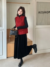 现货主推早春新中式复古盘扣双面羊毛呢马甲p165-k228，女装马甲，丝露怡语