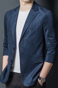西服男宽松休闲中年男士小西装春秋季抗皱免烫潮流时尚帅气单西图片