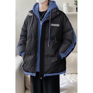 棉衣男冬季新款港风宽松大码连帽假两件加厚棉服MF8587-P88图片