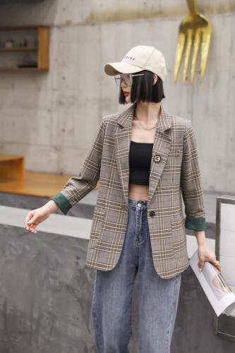 春季时尚九分袖休闲西装，女装西装，茗格拉