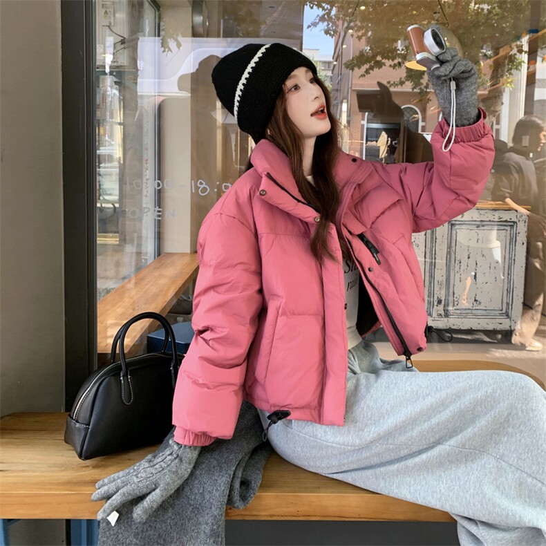 现货新款羽绒服女短款韩版立领简约加厚小个子高级感面包服外套潮,女装羽绒服,网红馆