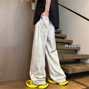XZ616 夏季新款扎染白色百搭水洗牛仔裤 TY1018 M-5XL P65控78图片