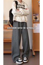 圈圈尼秋冬款时髦休闲裤松弛垂感男女同款复古长裤K881P60控98，男装休闲裤，电商A102B
