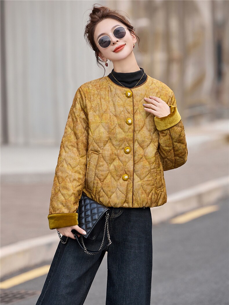 现货新中式棉服夹棉外套女2025新款冬季洋气棉袄年轻款短款棉衣,女装棉衣/棉服,仟媚宠