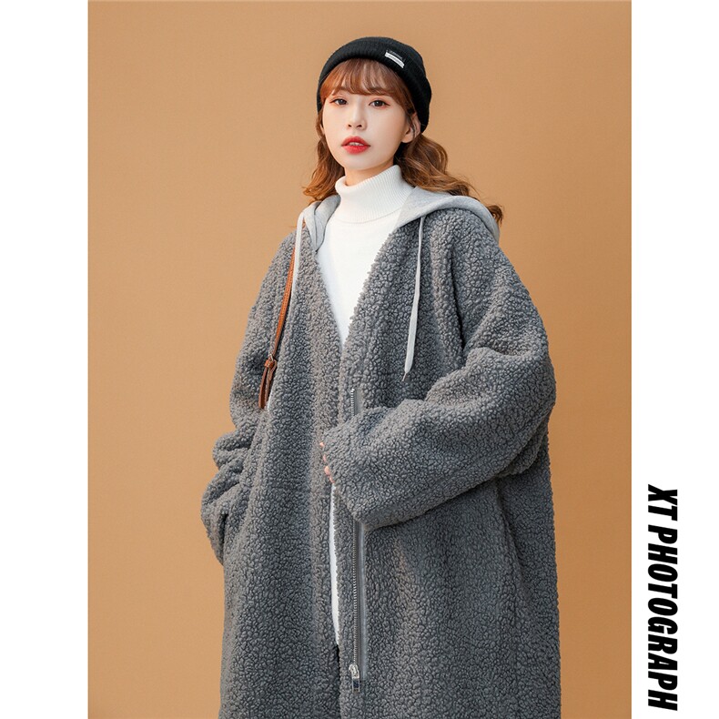 1中性风假两件中长款可拆卸连帽棉衣羊羔毛外套男MY7502P125控168，女装棉衣/棉服，星座226-2