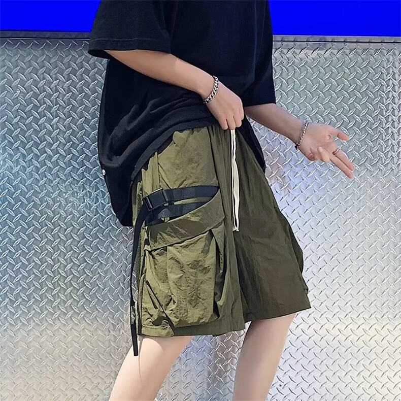 夏季新款时尚潮男百搭飘带大口袋五分裤,男装休闲裤,四季星座218-1
