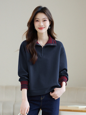 长期有货立领卫衣女2026年春秋新款洋气小个子半拉链气质休闲上衣，女装短外套，璐依舞