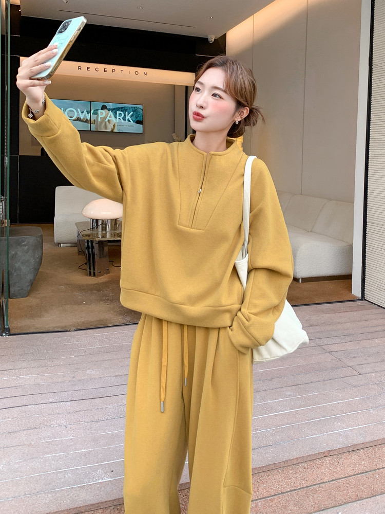 2025冬季新品现货主推加绒加厚卫衣套装2C087-9288-P195-K275图片