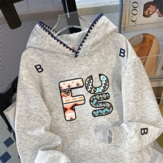 EE144-P65华棉复天鹅绒特大码300斤冬季加绒加厚双层帽刺绣卫衣，男装卫衣，星座911-3