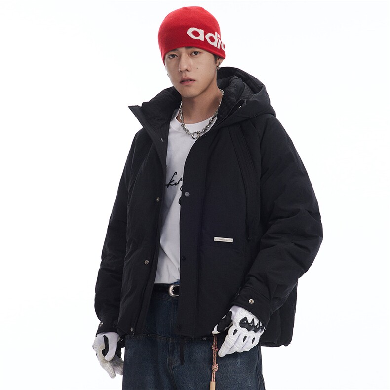 连帽加绒短款潮牌羽绒服连帽外套男士休闲宽松痞帅高街面包服673，男装羽绒服，电商A234