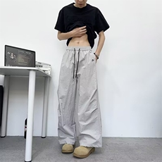 轻薄运动裤子男女2026夏季新款潮牌宽松休闲百搭褶皱伞兵工装长裤，男装工装外套，星座601-1