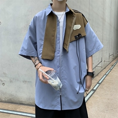 S103-P40日系复古设计感假两件衬衫，男装衬衫，星座1501-1