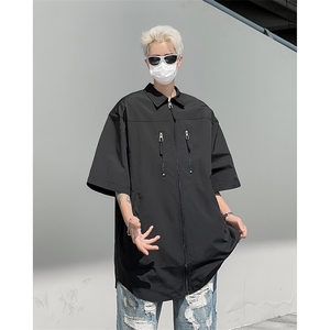 高级感拉链衬衫男简约设计款长袖开衫衬衣C039-P40图片