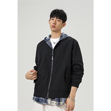 可二开假两件格子拼接大码M-5XL夹克100%聚酯纤维JK78094P75控118，男装夹克，星座226-1