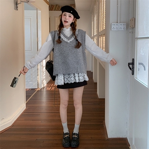 开春穿搭一整套女小个子2025超火独特超好看甜美减龄针织马甲套装图片