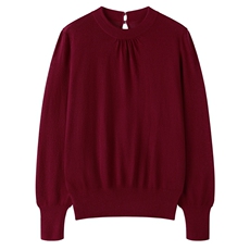 2025年秋季宽松型通勤套头圆领后背扣子长袖，女装羊绒衫，晨晟羊绒