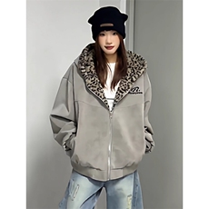 豹纹双面穿棉服麂皮绒座山雕工装夹克棉衣MY0275特P94，男装夹克，星座908-1