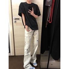 龙叨叨同款磨破牛仔裤ZK0393-特批48，男装牛仔裤，星座313A(原308A-2)