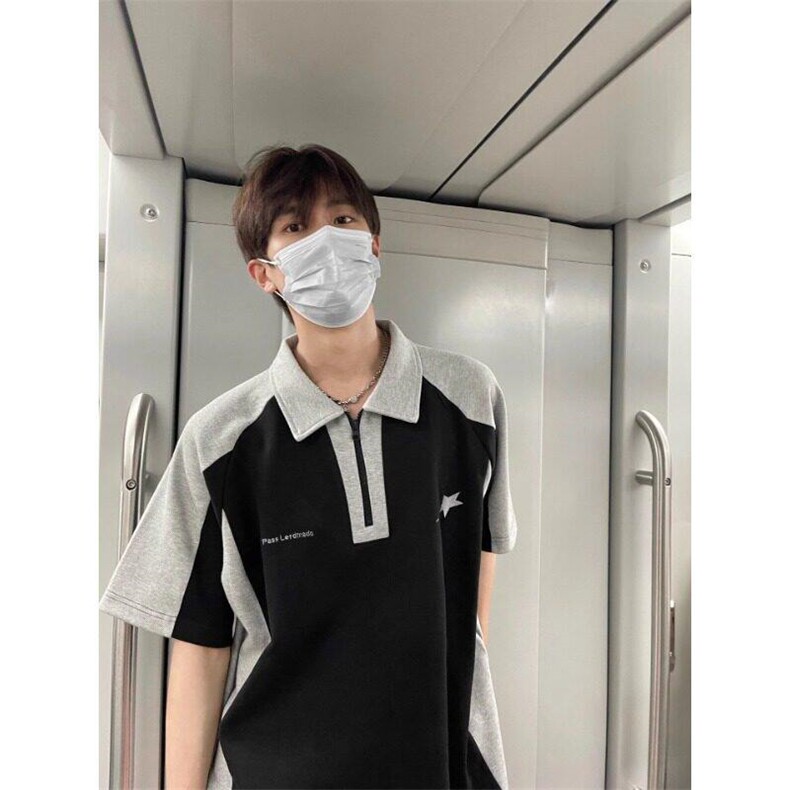 美式短袖男女夏季新款撞色拼接重磅polo衫T恤上衣情侣PLY299-P30,男装Polo衫,星座1008