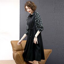 2023春装连衣裙花色长袖舒适高腰显瘦潮流简约时尚，女装连衣裙，丽影随形