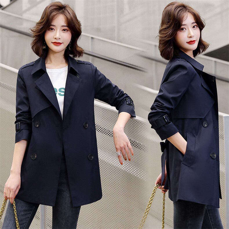 2025春装新款风衣女短款春秋装小个子显瘦韩版修身洋气流行短外套，女装风衣，悠米