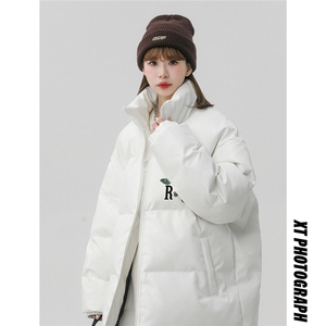 中性风23冬季时尚百搭宽松字母印花潮流皮棉服外套MY451P118控158图片