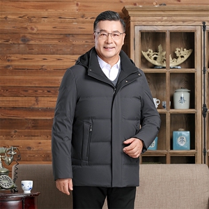 大货主推新款可拆卸帽中老年羽绒服外套男士加厚爸爸装羽绒服大衣图片