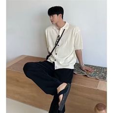 针织polo衫男短袖高级感开衫上衣韩版休闲青年雅痞简约英伦风衣服，男装针织衫/毛衣，星座506A