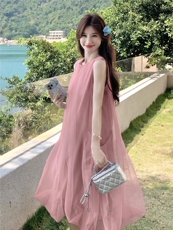 新款主推夏季欧根纱无袖显瘦复古仙女连衣裙2247-P140-K219，女装连衣裙，网红馆