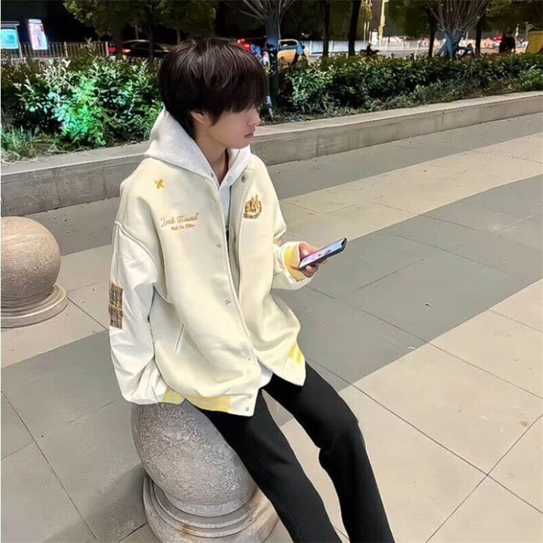 【现货】DM400-P65拼接毛呢夹克衫棒球服领秋冬宽松棒球领常规款,男装夹克,星座603-2