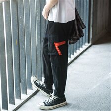 GZ夏季日系宽松大码哈伦裤休闲裤多口袋工装裤束脚裤长裤，男装休闲裤，星座1008