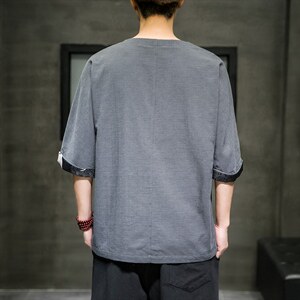 春夏新款风棉麻七分袖短袖t恤男宽松大码DSA008/T063/P60图片