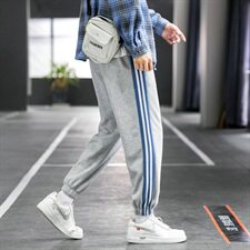 2021春秋季新款休闲裤男宽松九分裤条纹裤子小脚裤潮牌DS881T，男装休闲裤，电商A102