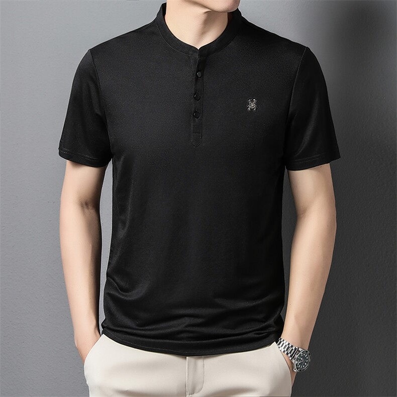 男士短袖T恤2023新款圆领纯色薄款中年爸爸装半袖上衣YF8002-P65,男装T恤,星座1105-3
