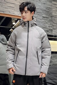 内景男式连帽户外短款外套日系羽绒服学生团体服R103P100图片