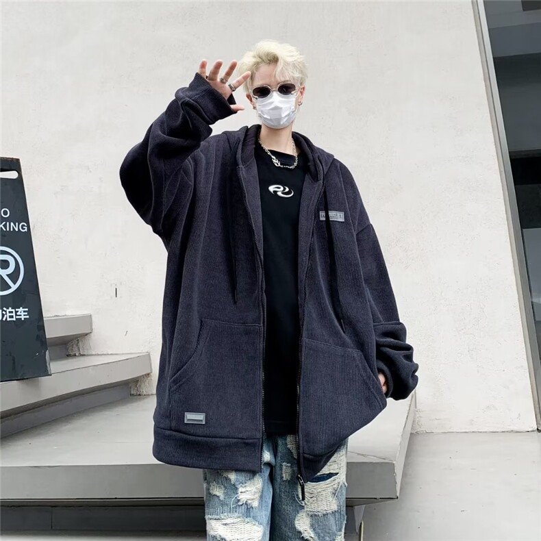 卫衣男潮ins港风潮流灯芯绒Y8037P50,男装卫衣,星座1116-2