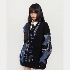 复古美潮流慵懒风针织衫设计感毛衣开衫外套女秋冬上衣MY303P65，男装针织衫/毛衣，星座1013-5