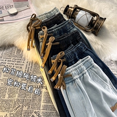 皮革标志免烫休闲显高显瘦百搭简约时尚拖地牛仔裤K825特批37，男装休闲裤，星座718-1