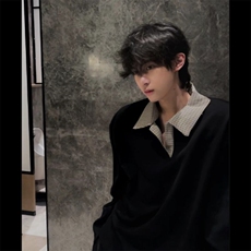 格子撞色假两件设计伯爵先生男装25春新款韩版宽松衬衫领套对卫衣，男装衬衫，四季星座505