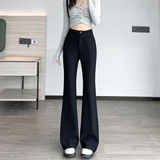 黑色喇叭裤女2025秋冬新款高腰显瘦微喇裤拖地直筒窄版西装裤，女装休闲裤，云美莎专业女裤-全店现货