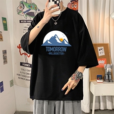 Q11235-P30春夏季七分袖t恤男大码五分袖男短袖中袖，男装T恤，电商A040