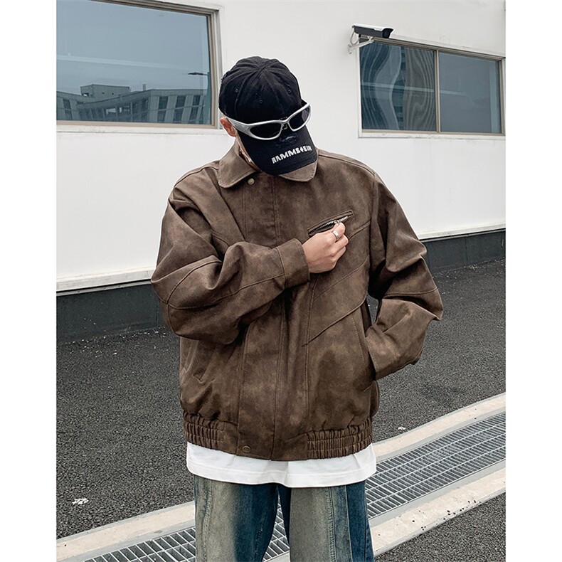 高街帅气皮衣男士韩版潮流宽松美式百搭2024秋冬ins外套W6028-P79，男装皮衣，星座412-3